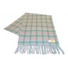 Lambswool Scarf - Womens and Mens - Pale Blue/Pink/Green Check